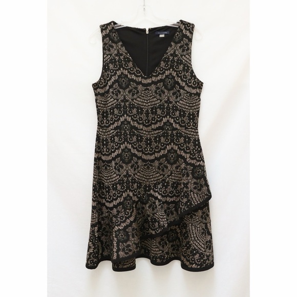 Tommy Hilfiger Dresses & Skirts - Tommy Hilfiger dress black gold knit ruffle metallic cocktail quiet luxury 10